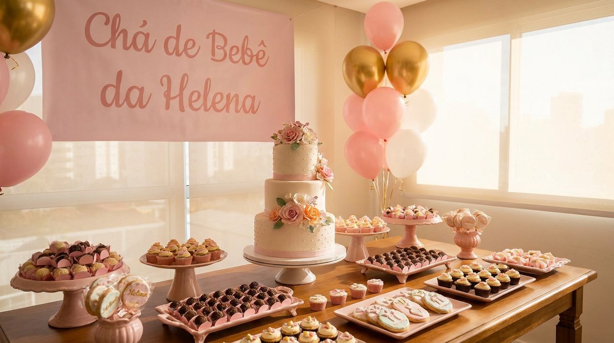 Chá de Bebê para Menina: Rosa, Flores e Doçura