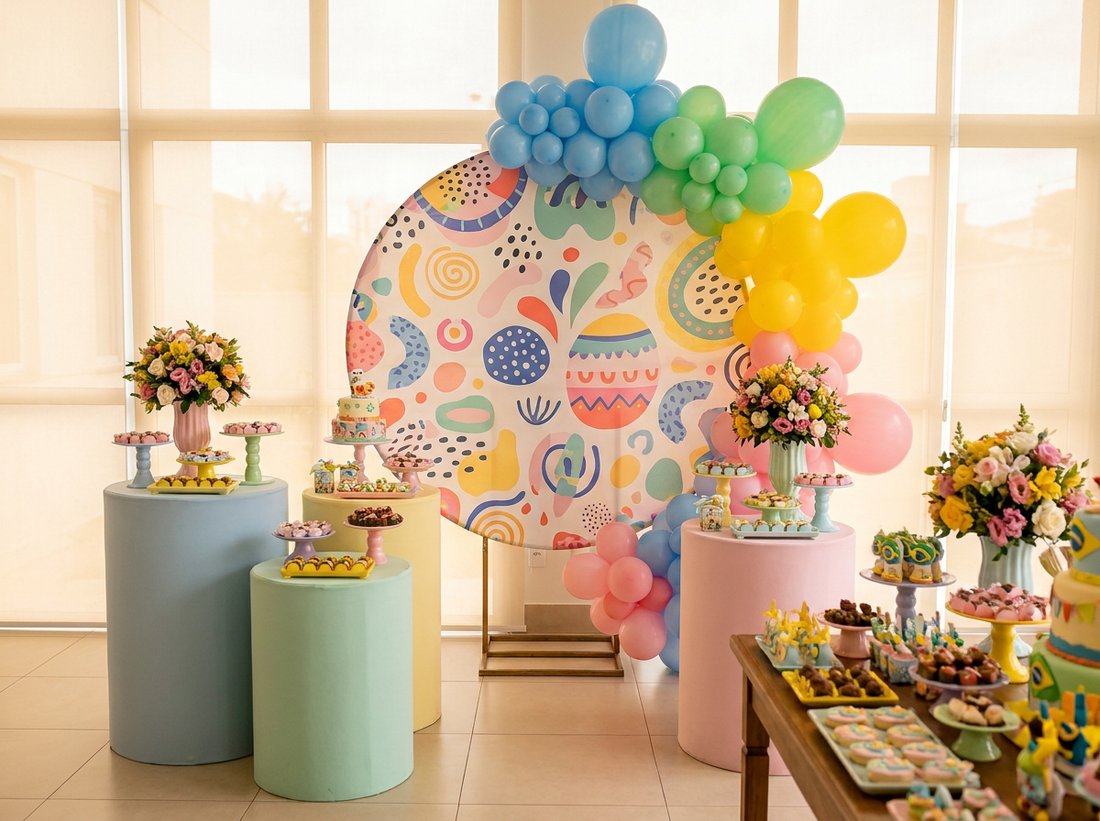 Painel e cilindros decorativos