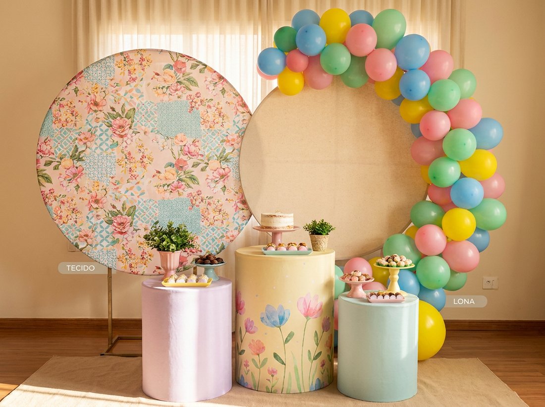 Painel e cilindros decorativos