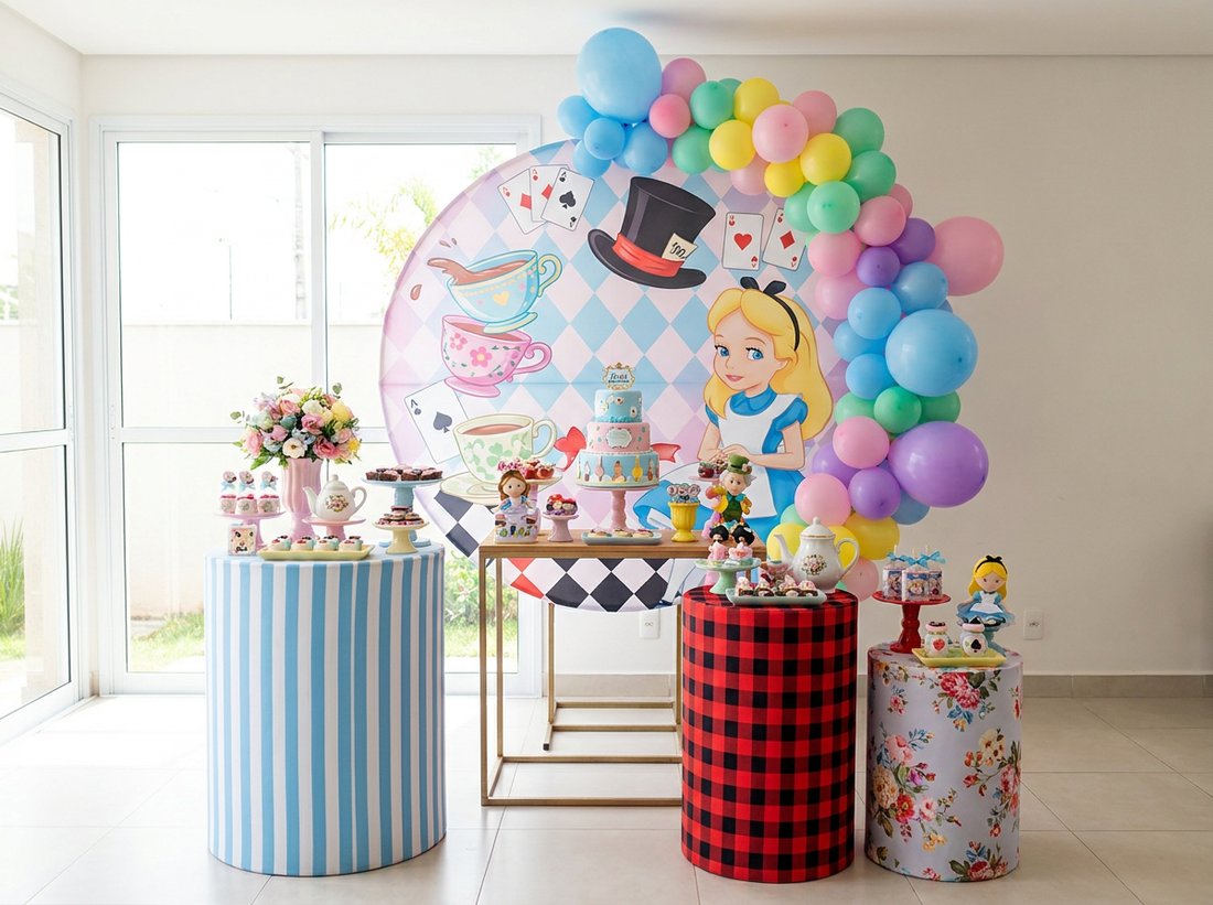 Painel e cilindros decorativos