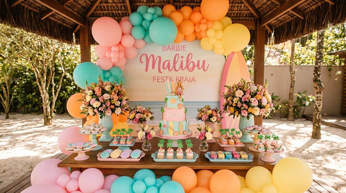 Festa Barbie Malibu: Clima de Praia e Muito Glamour