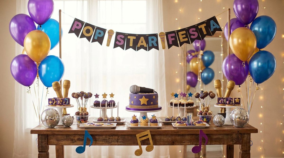 Festa Pop Star: Microfone, Estrela e Muito Brilho na Decoração