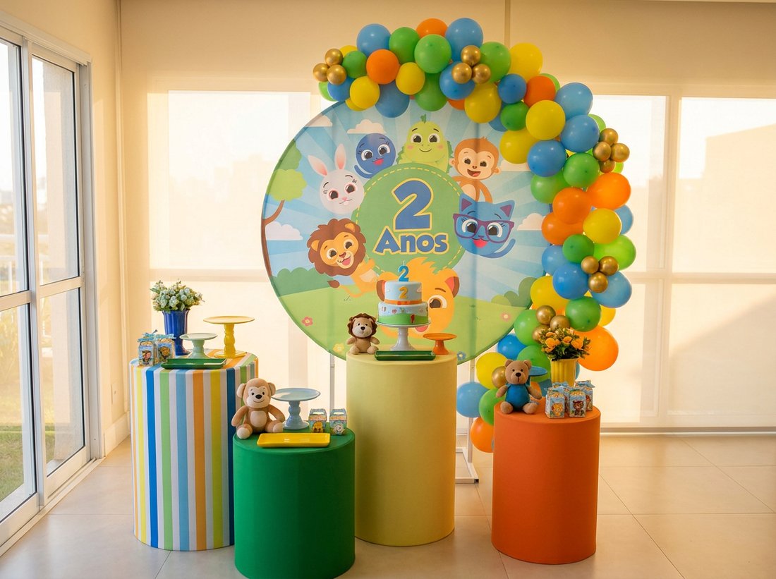 Painel e cilindros decorativos