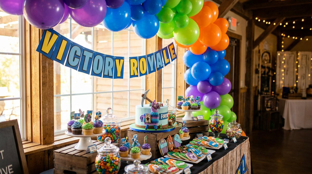 Festa Fortnite: Victory Royale na Mesa de Aniversário