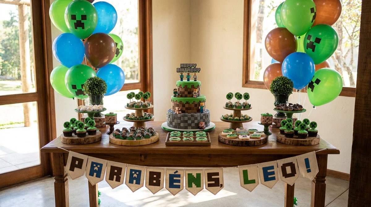 Festa Minecraft Survival: Do Overworld para a Mesa de Doces
