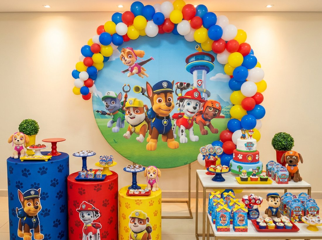 Painel e cilindros decorativos