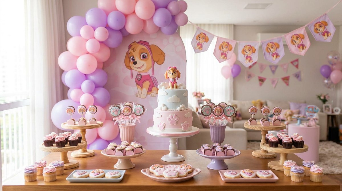 Festa PAW Patrol da Skye: Rosa, Voo e Muita Aventura