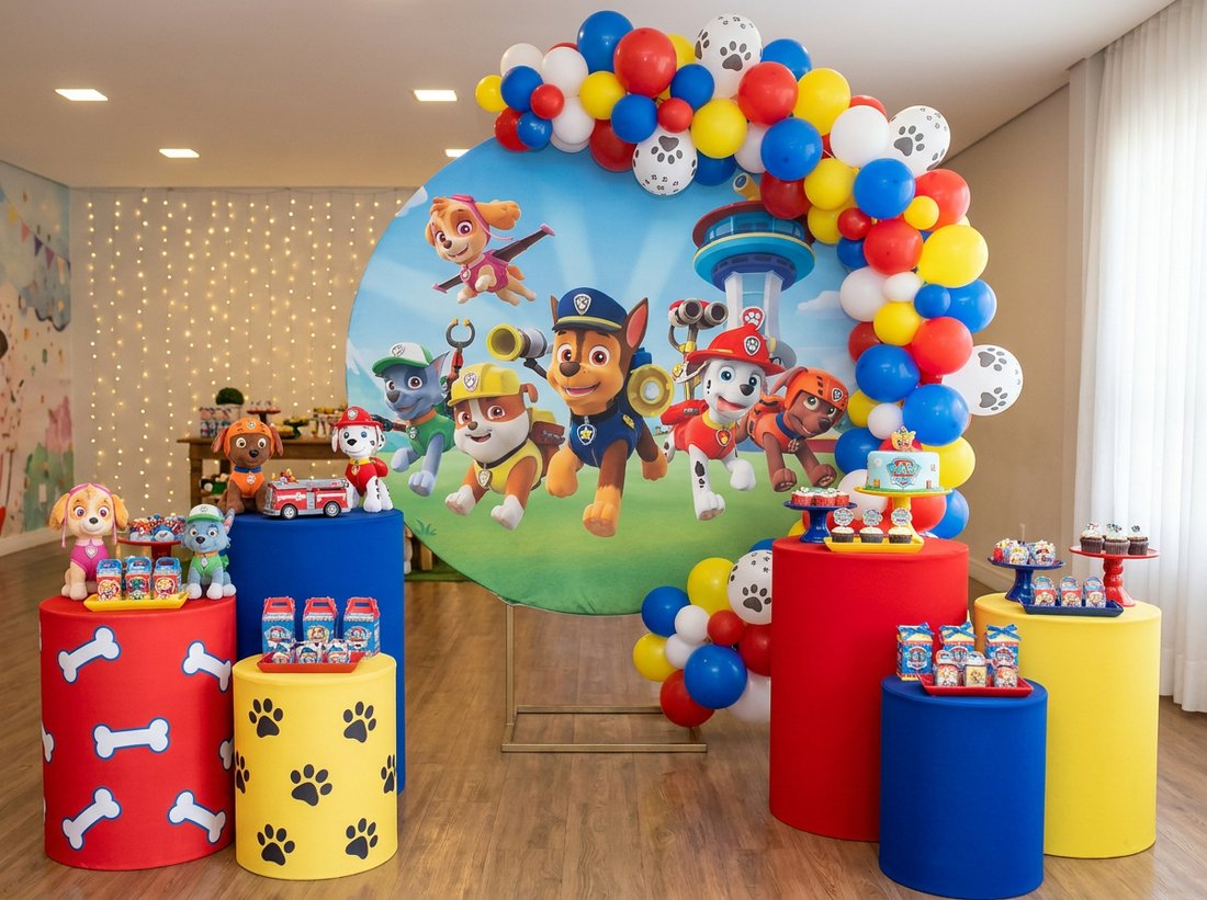 Painel e cilindros decorativos