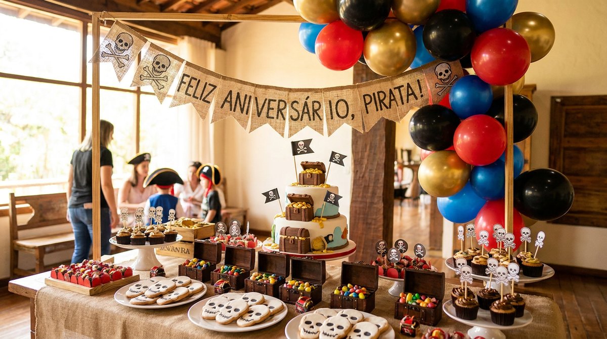 Festa de Pirata: Caveiras, Tesouros e Aventura no Mar
