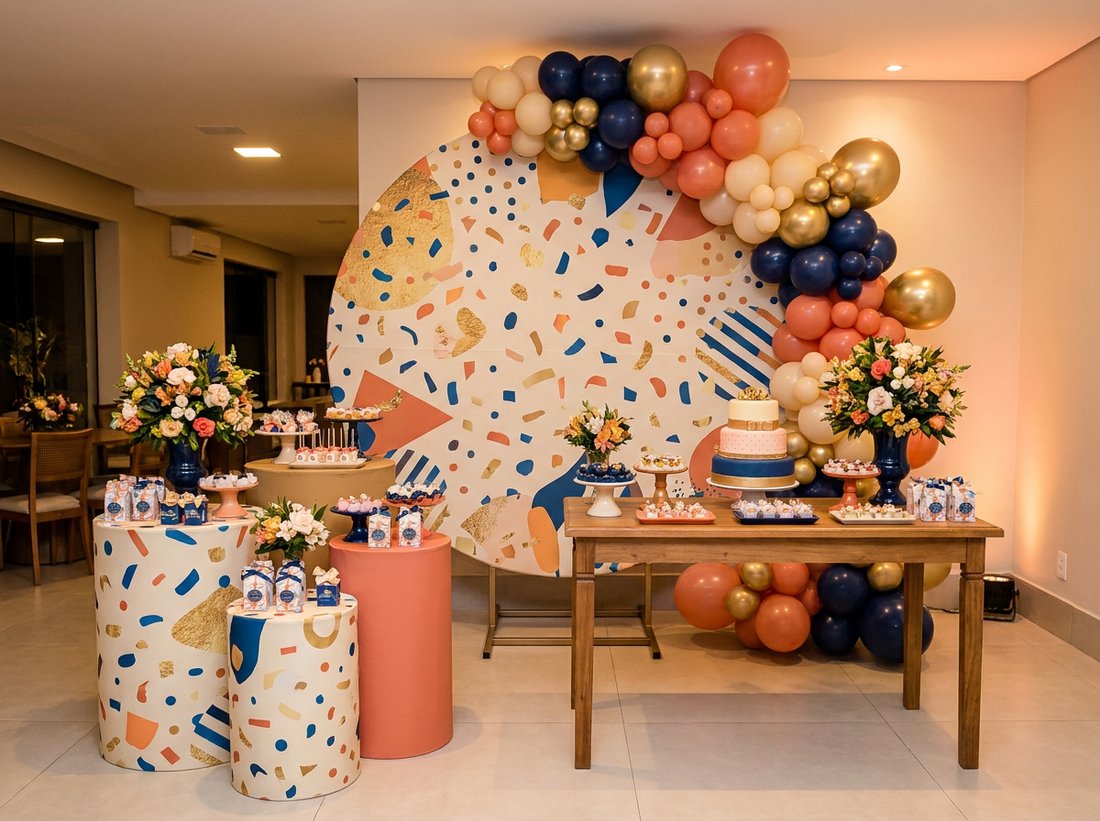Painel e cilindros decorativos