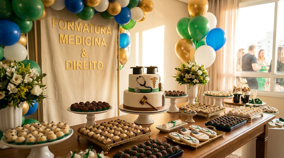 Formatura de Medicina e Direito: Decoração Clássica e Elegante