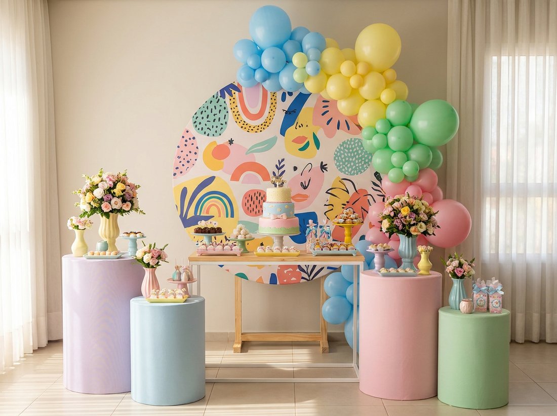 Painel e cilindros decorativos