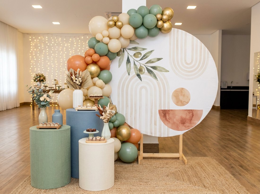 Painel e cilindros decorativos