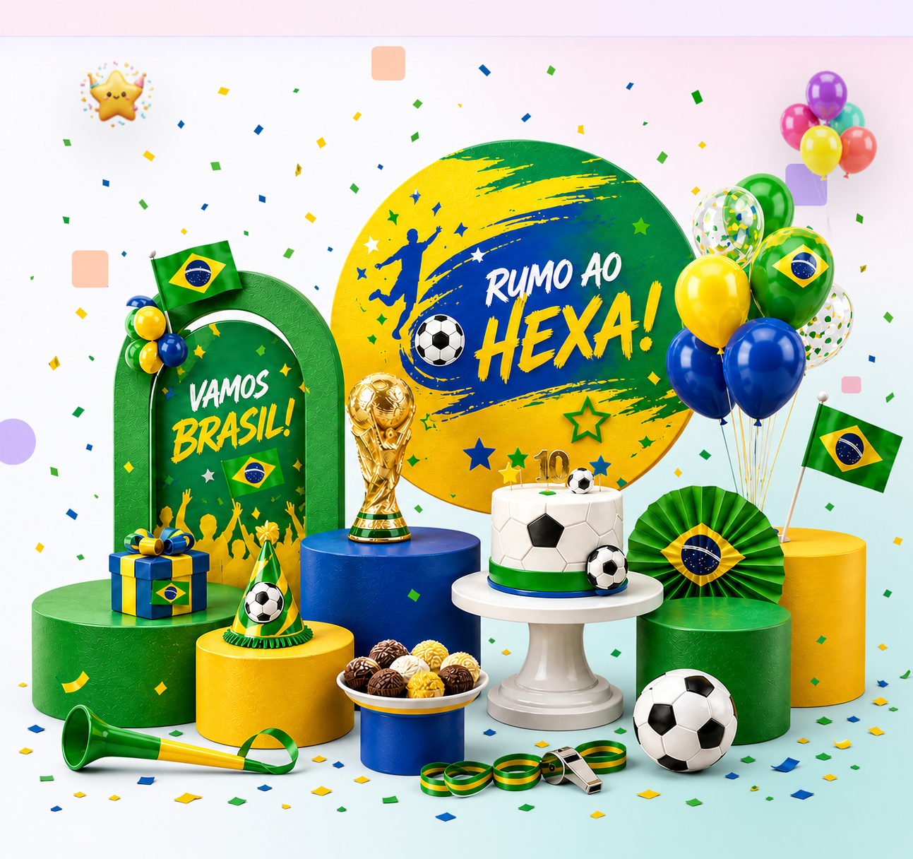 Decoração de festa personalizada — Painel Redondo + Cilindros