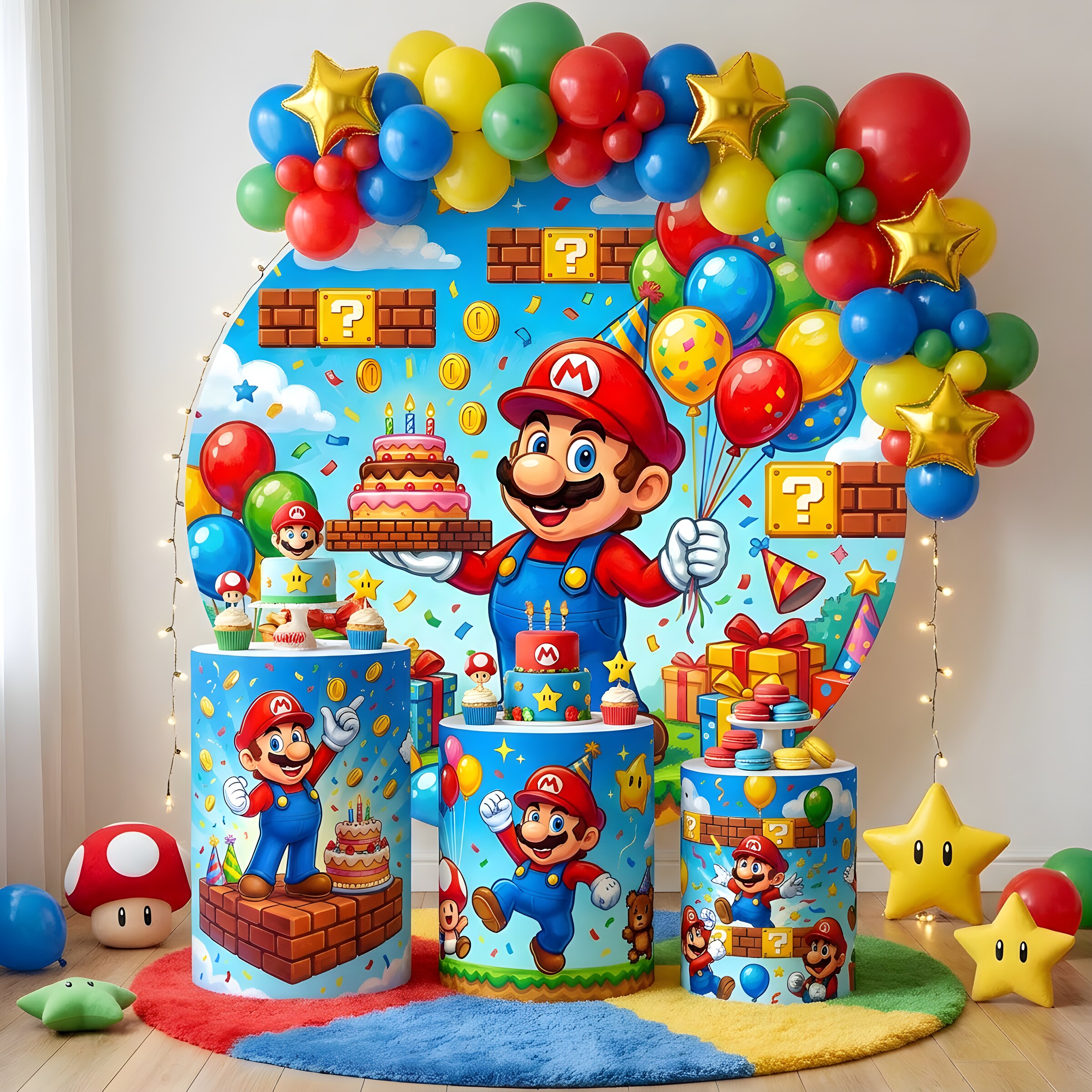 Painel Redondo Mario Festa + 3 Cilindros Decorativos (COD: 1016)